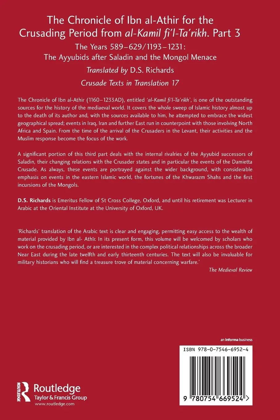 Rückseite: 9780754669524 | The Chronicle of Ibn al-Athir for the Crusading Period from...