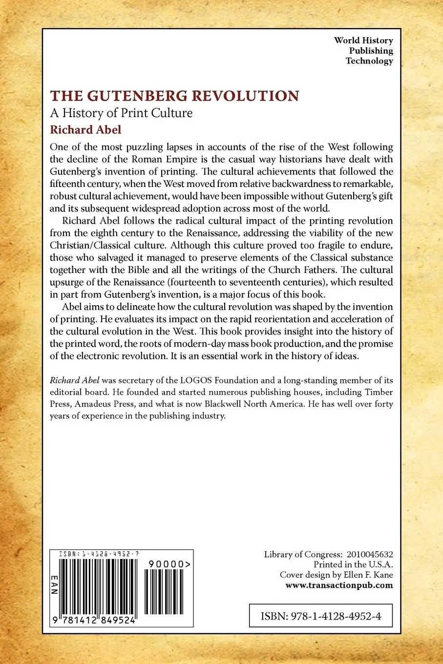 Rückseite: 9781412849524 | The Gutenberg Revolution | A History of Print Culture | Richard Abel