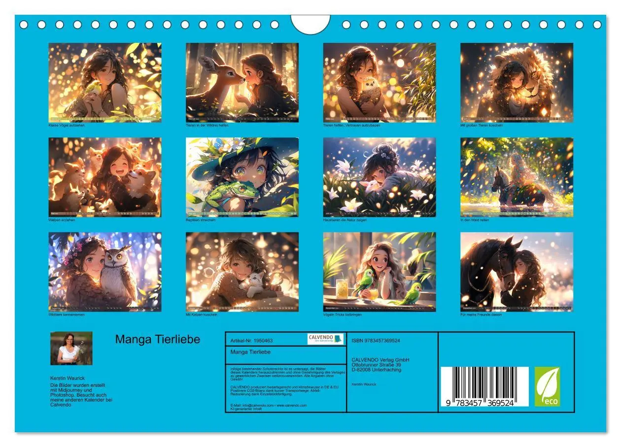 Bild: 9783457369524 | Manga Tierliebe (Wandkalender 2026 DIN A4 quer), CALVENDO...