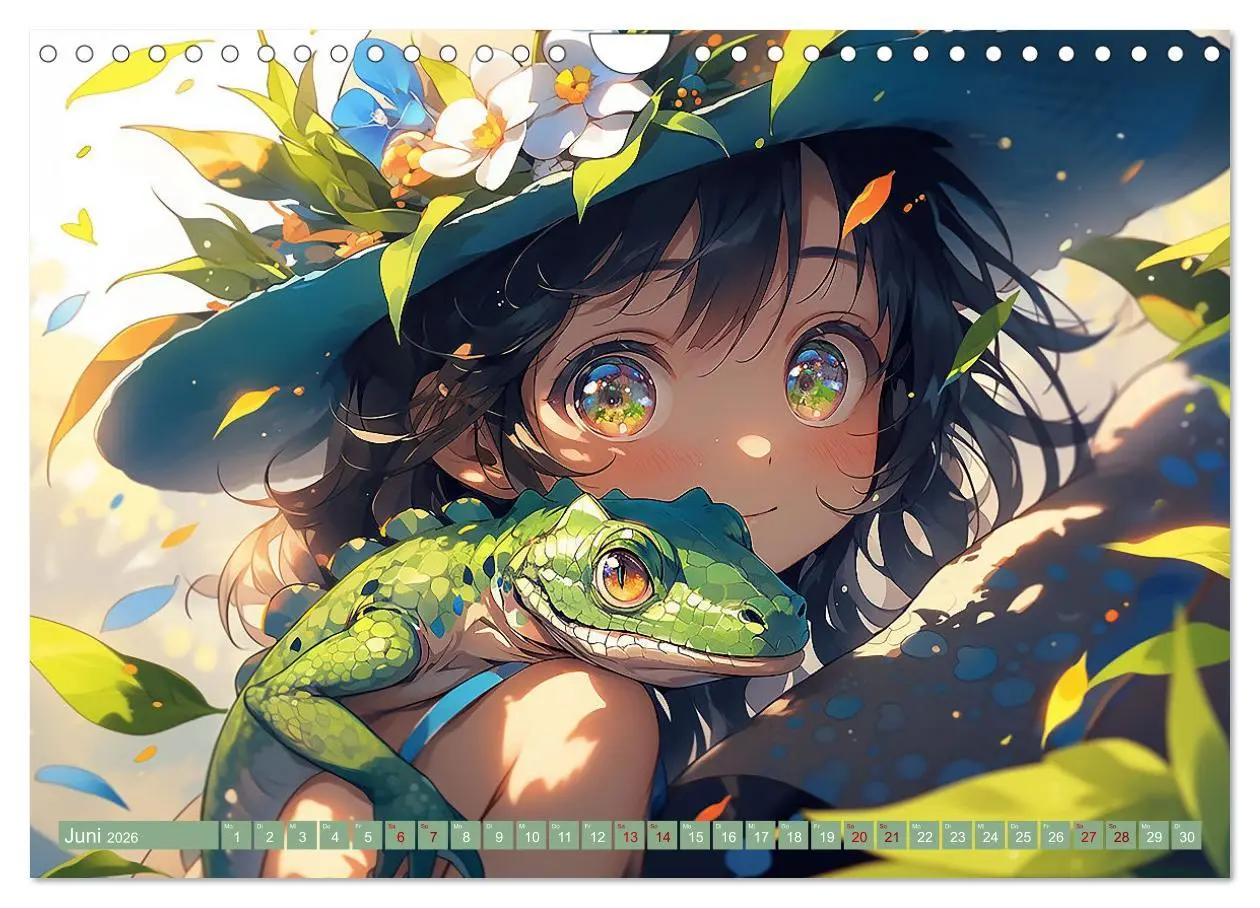 Bild: 9783457369524 | Manga Tierliebe (Wandkalender 2026 DIN A4 quer), CALVENDO...