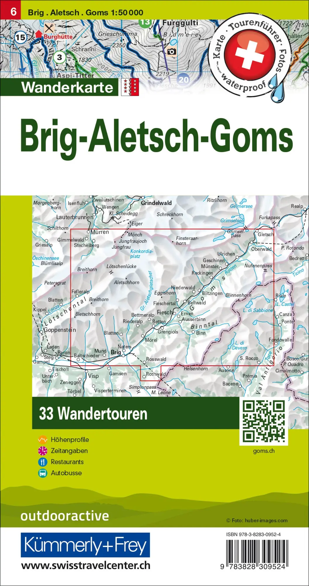 Rückseite: 9783828309524 | Kümmerly+Frey Wandertourenkarte 6 Brig, Aletsch, Goms 1:50.000 | AG