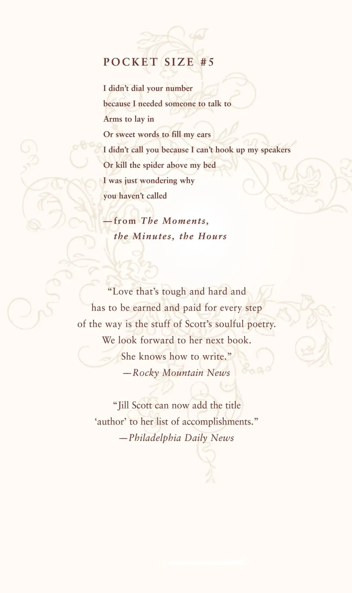 Rückseite: 9780312329624 | The Moments, the Minutes, the Hours | The Poetry of Jill Scott | Scott