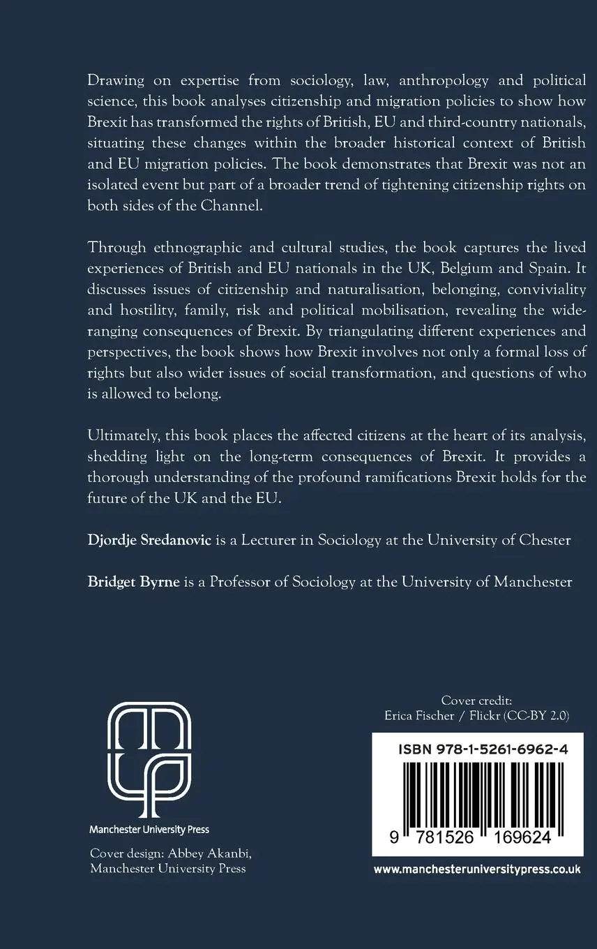 Rückseite: 9781526169624 | Brexit and citizens' rights | History, policy and experience | Buch