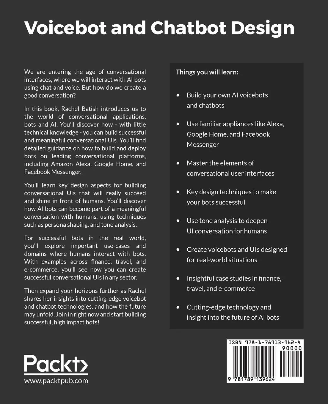 Rückseite: 9781789139624 | Voicebot and Chatbot Design | Rachel Batish | Taschenbuch | Englisch