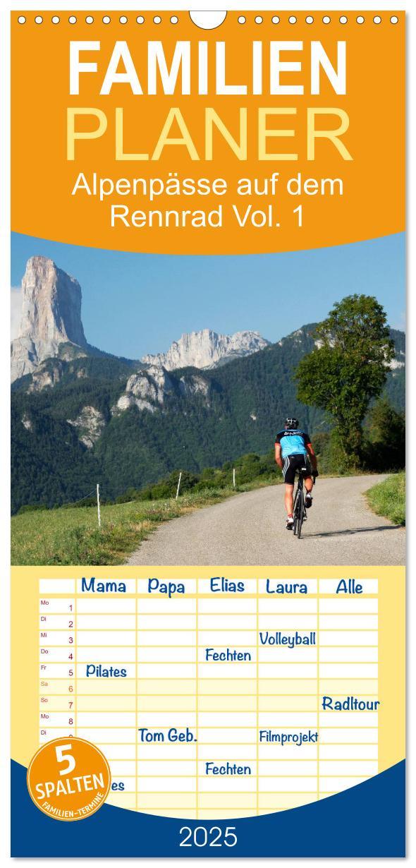 Cover: 9783457119624 | Familienplaner 2025 - Alpenpässe auf dem Rennrad Vol. 1 mit 5...