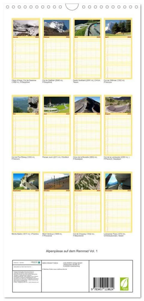 Bild: 9783457119624 | Familienplaner 2025 - Alpenpässe auf dem Rennrad Vol. 1 mit 5...