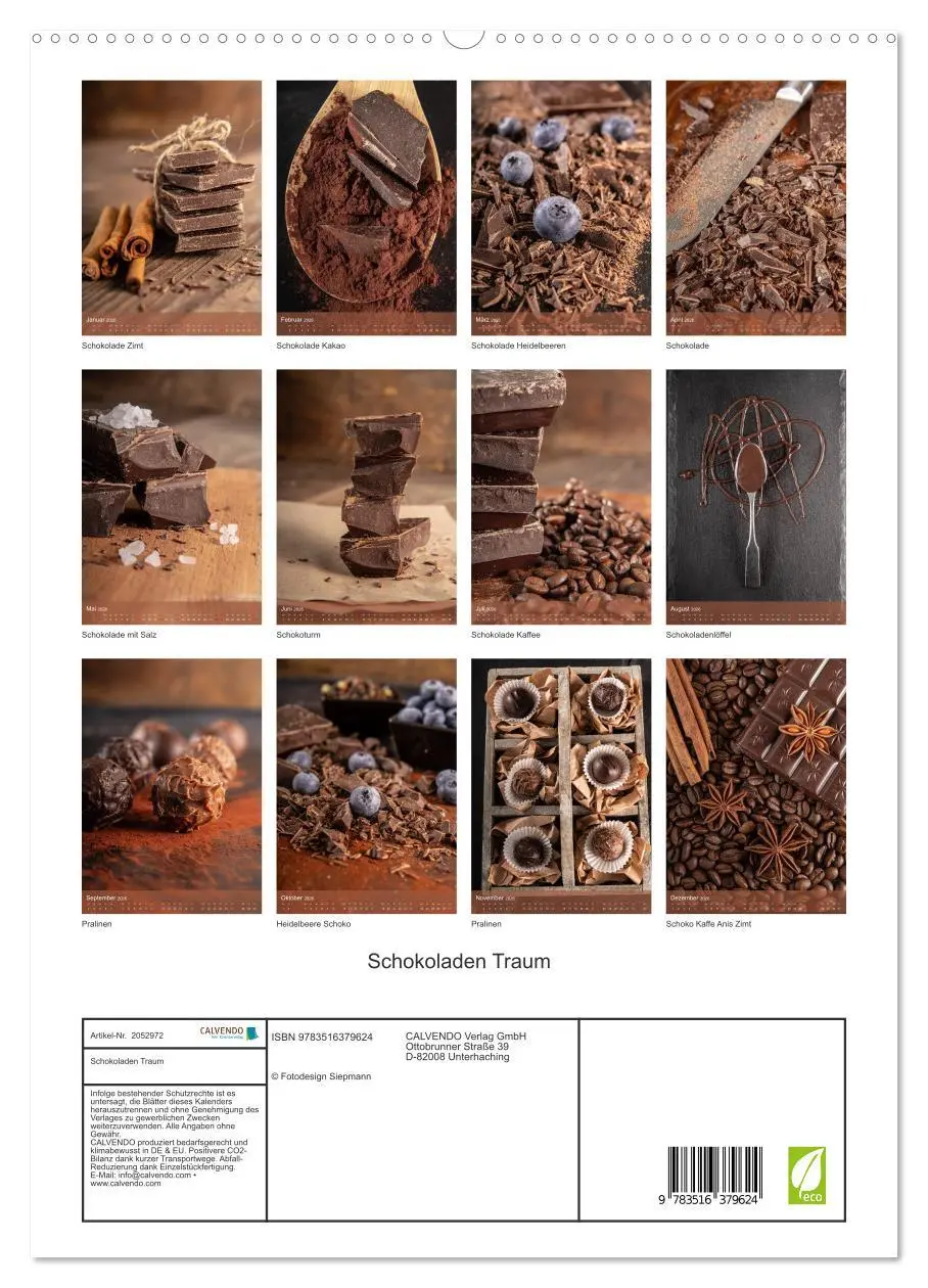 Bild: 9783516379624 | Schokoladen Traum (hochwertiger Premium Wandkalender 2026 DIN A2...