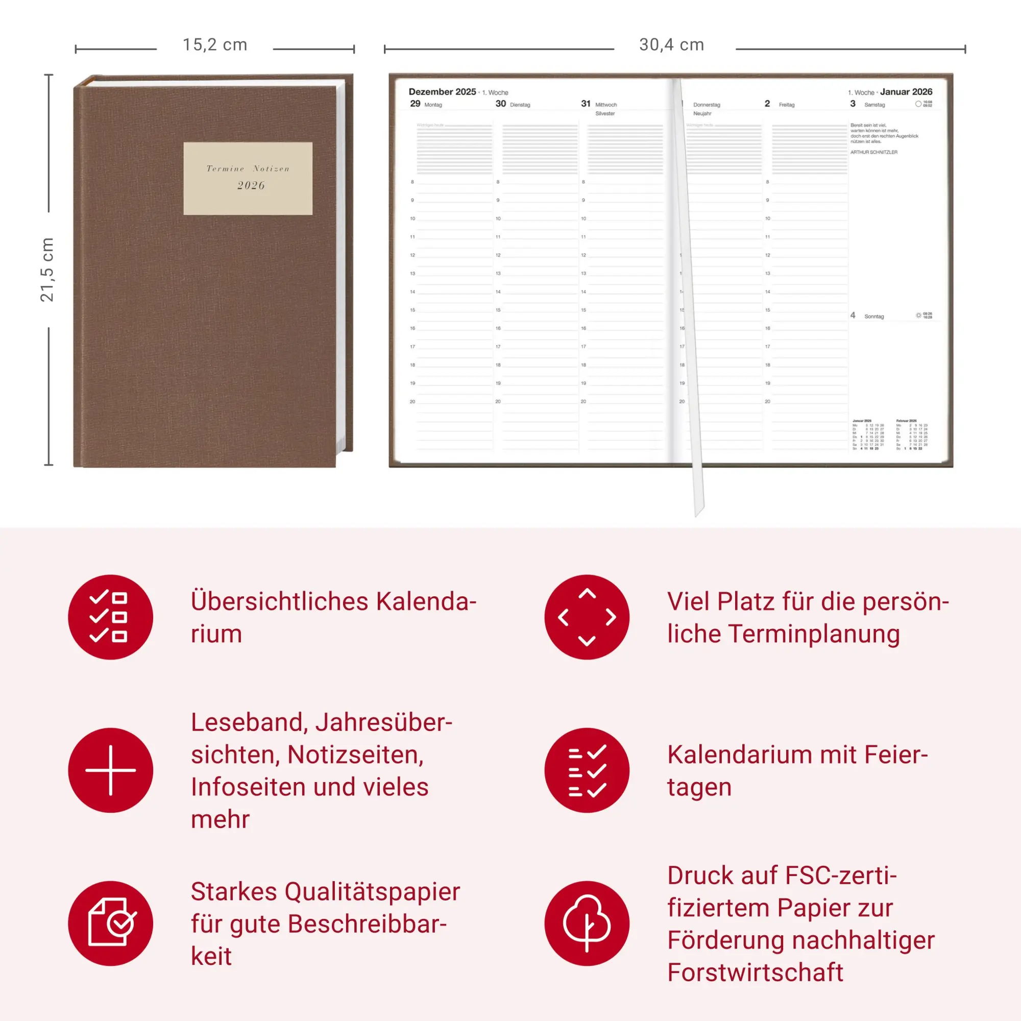 Bild: 9783756409624 | Terminer A5, Leinen sand 2026 | Heye | Buch | Bürokalender Heye | 2026