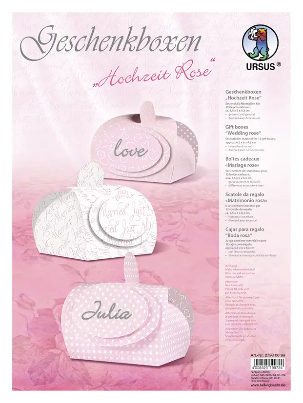 URSUS Geschenkboxen "Hochzeit Rose"
