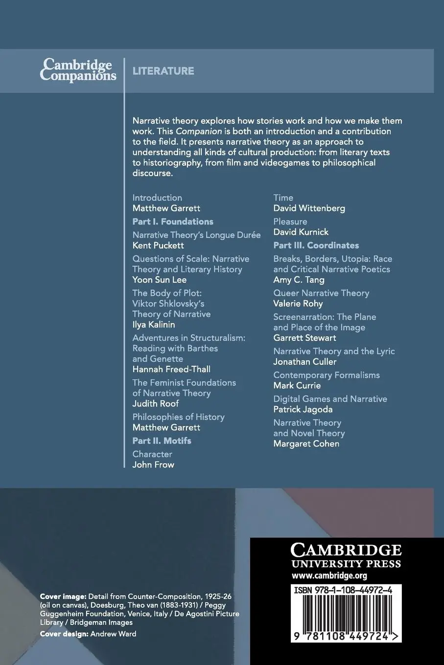 Rückseite: 9781108449724 | The Cambridge Companion to Narrative Theory | Matthew Garrett | Buch