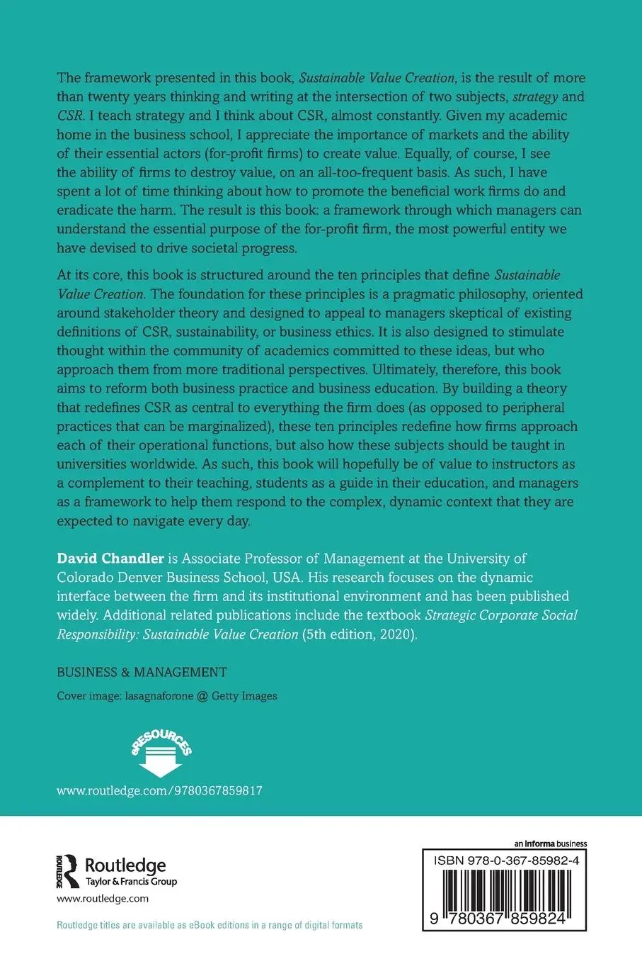 Rückseite: 9780367859824 | Sustainable Value Creation | David Chandler | Taschenbuch | Englisch