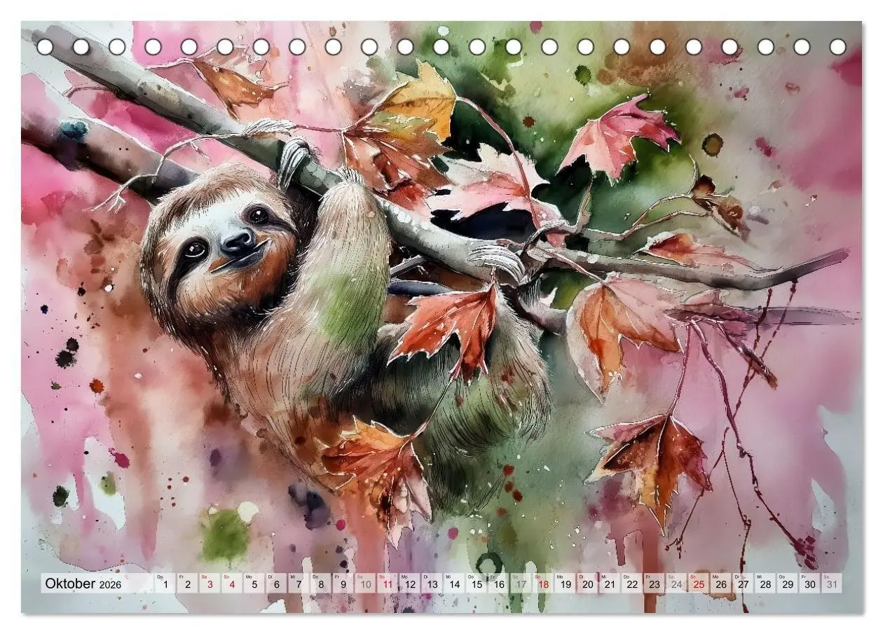 Bild: 9783516739824 | Faultiere, ein Leben in Zeitlupe (Tischkalender 2026 DIN A5 quer),...