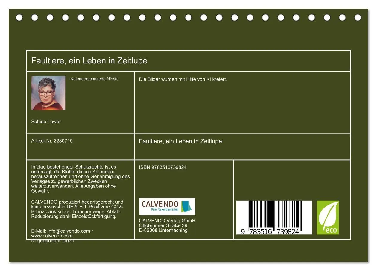 Bild: 9783516739824 | Faultiere, ein Leben in Zeitlupe (Tischkalender 2026 DIN A5 quer),...