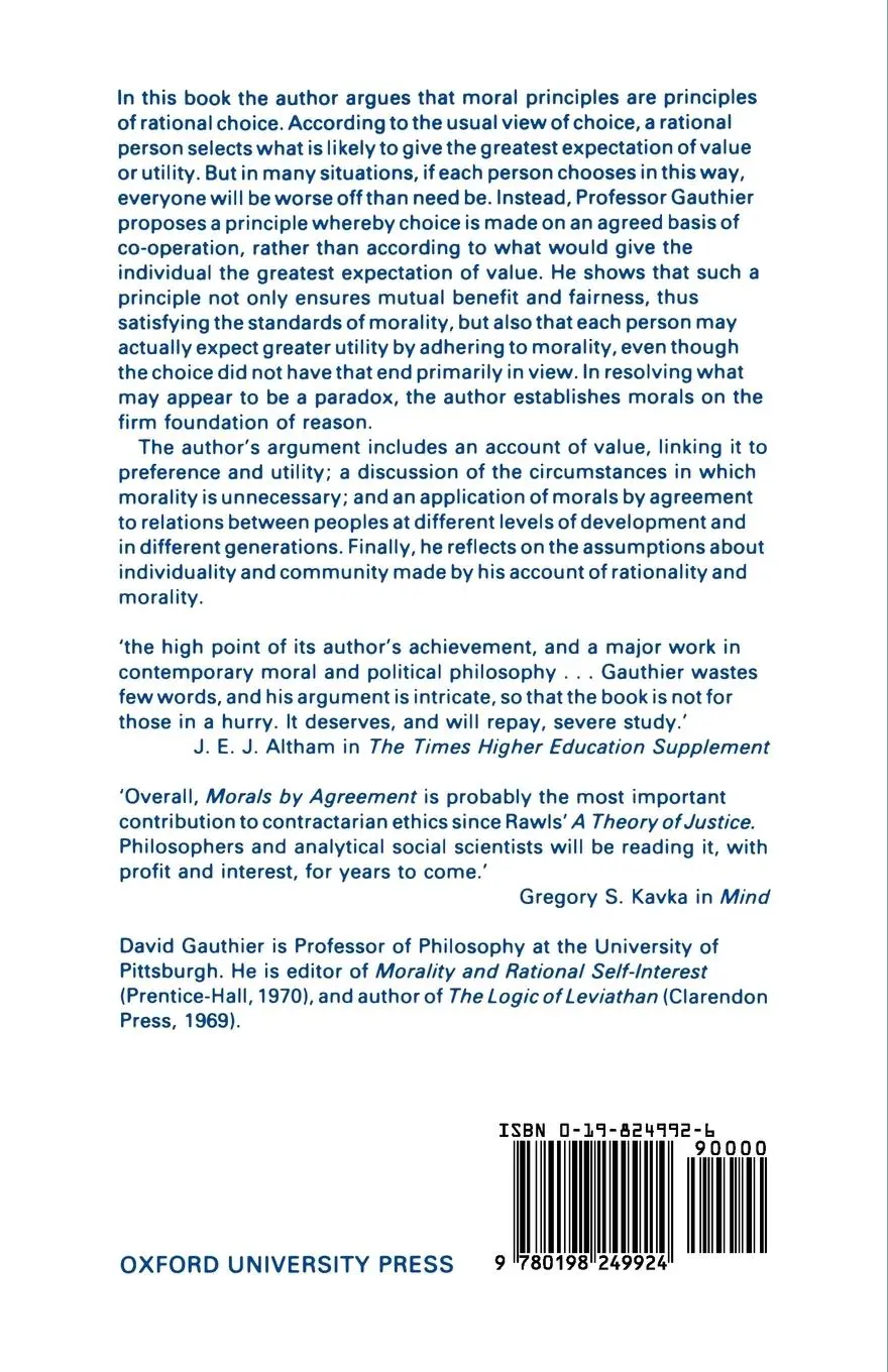 Rückseite: 9780198249924 | Morals by Agreement | David Guthier (u. a.) | Taschenbuch | Englisch