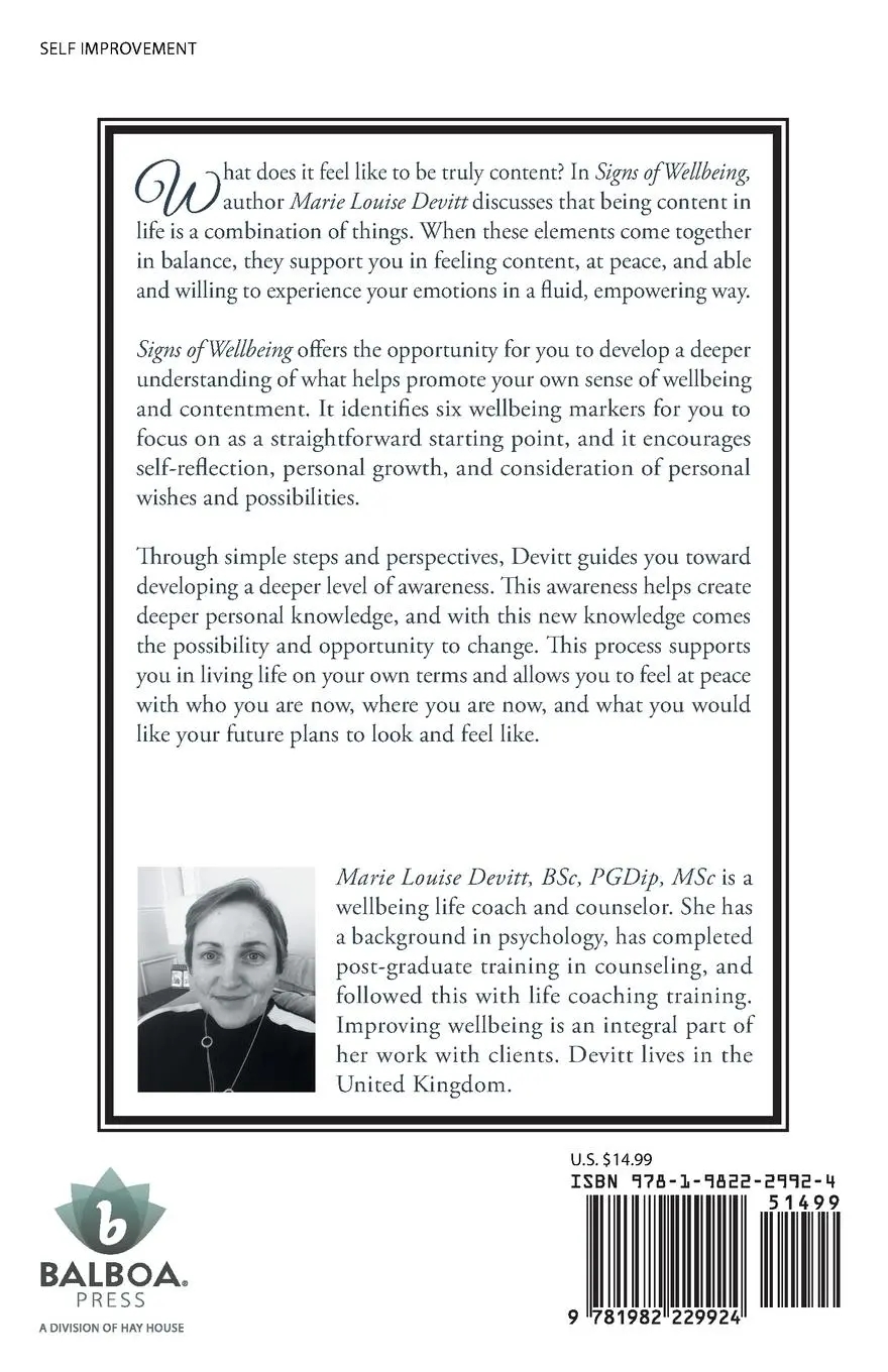 Rückseite: 9781982229924 | Signs of Wellbeing | Marie Louise Devitt Bsc Pgdip Msc | Taschenbuch