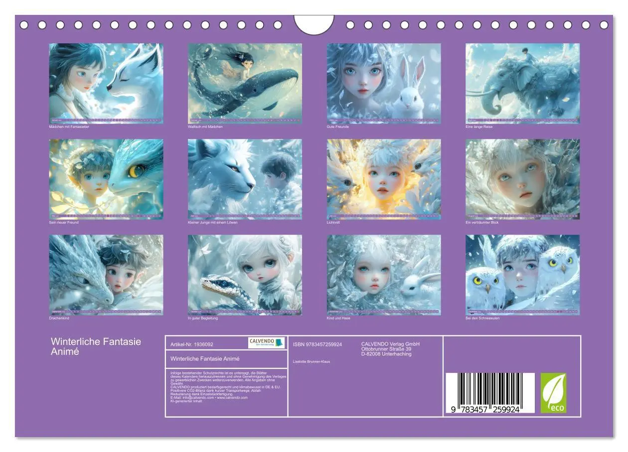 Bild: 9783457259924 | Winterliche Fantasie Animé (Wandkalender 2026 DIN A4 quer),...