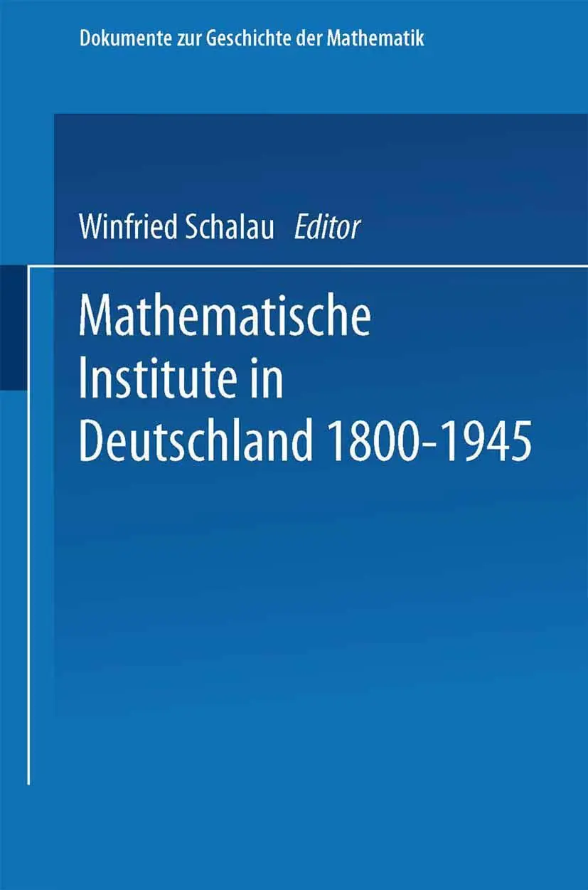 Cover: 9783528089924 | Mathematische Institute in Deutschland 1800-1945 | Winfried Scharlau