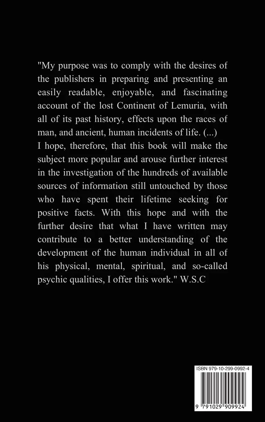 Rückseite: 9791029909924 | Lemuria | The lost continent of the Pacific | Wishar S. Cervé | Buch
