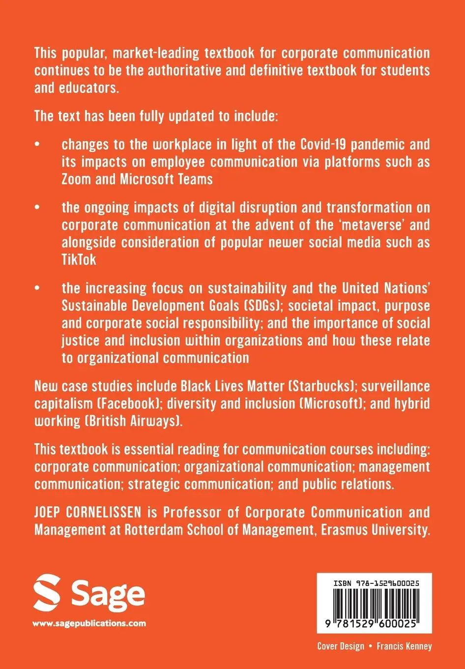 Rückseite: 9781529600025 | Corporate Communication | A Guide to Theory and Practice | Cornelissen