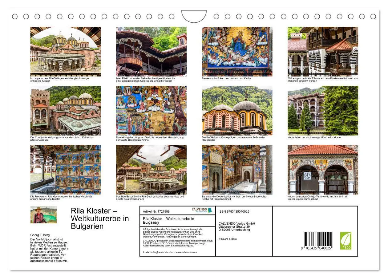 Bild: 9783435040025 | Rila Kloster - Weltkulturerbe in Bulgarien (Wandkalender 2025 DIN...