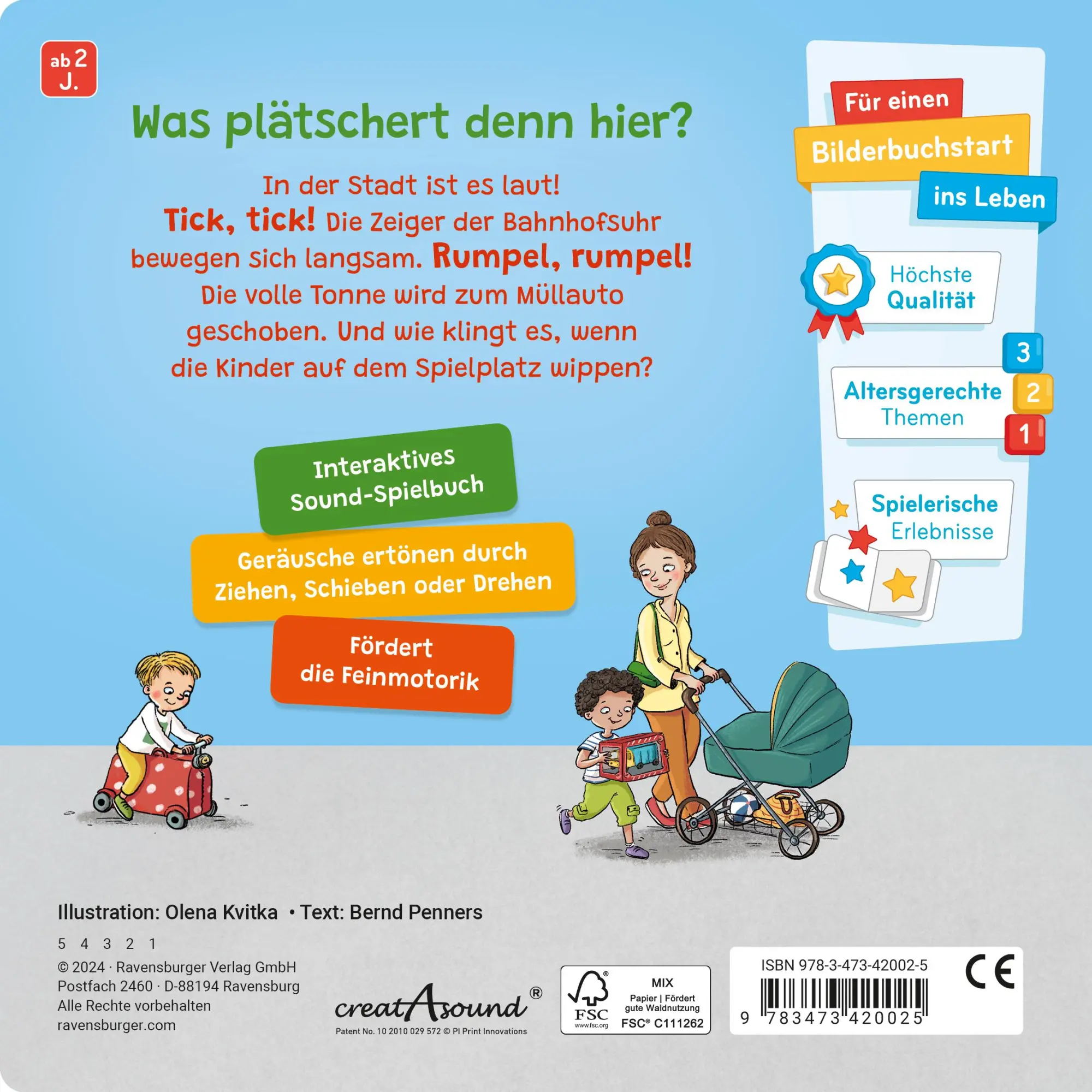 Rückseite: 9783473420025 | Spielen, hören, staunen - Stadt | Bernd Penners | Buch | 10 S. | 2024