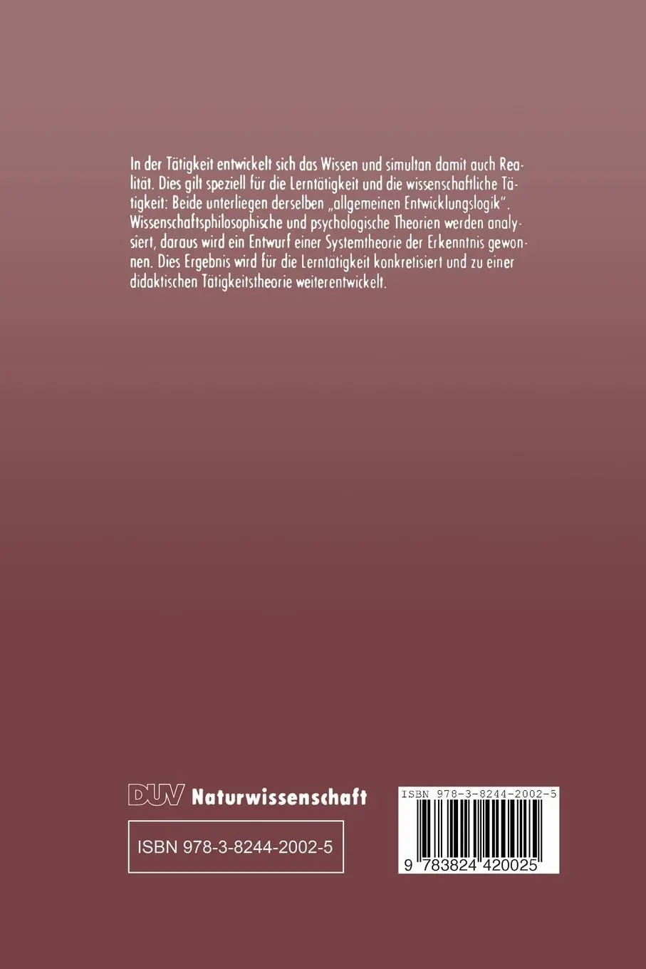 Rückseite: 9783824420025 | Zur Entwicklung naturwissenschaftlicher Erkenntnissysteme im...