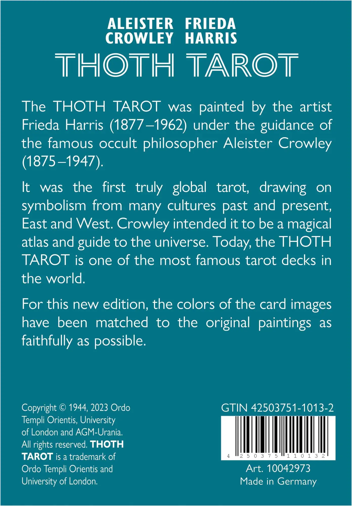 Rückseite: 4250375110125 | Aleister Crowley Thoth Tarot (Pocket Edition, English, GB) | Buch
