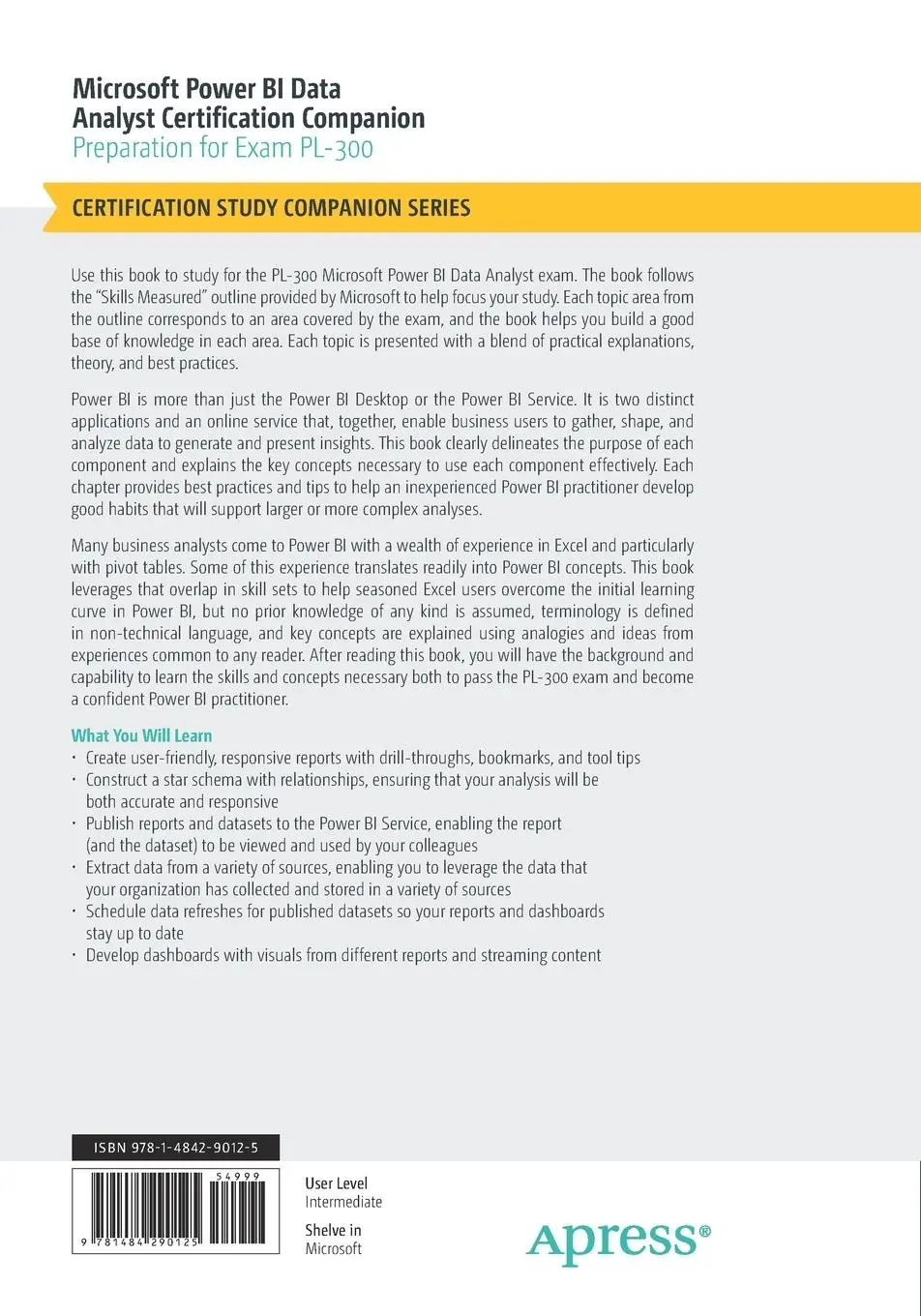 Rückseite: 9781484290125 | Microsoft Power BI Data Analyst Certification Companion | Jolly | Buch