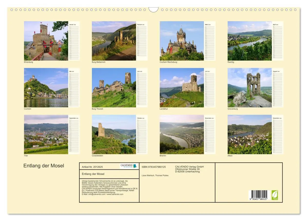 Bild: 9783457980125 | Entlang der Mosel (Wandkalender 2026 DIN A2 quer), CALVENDO...