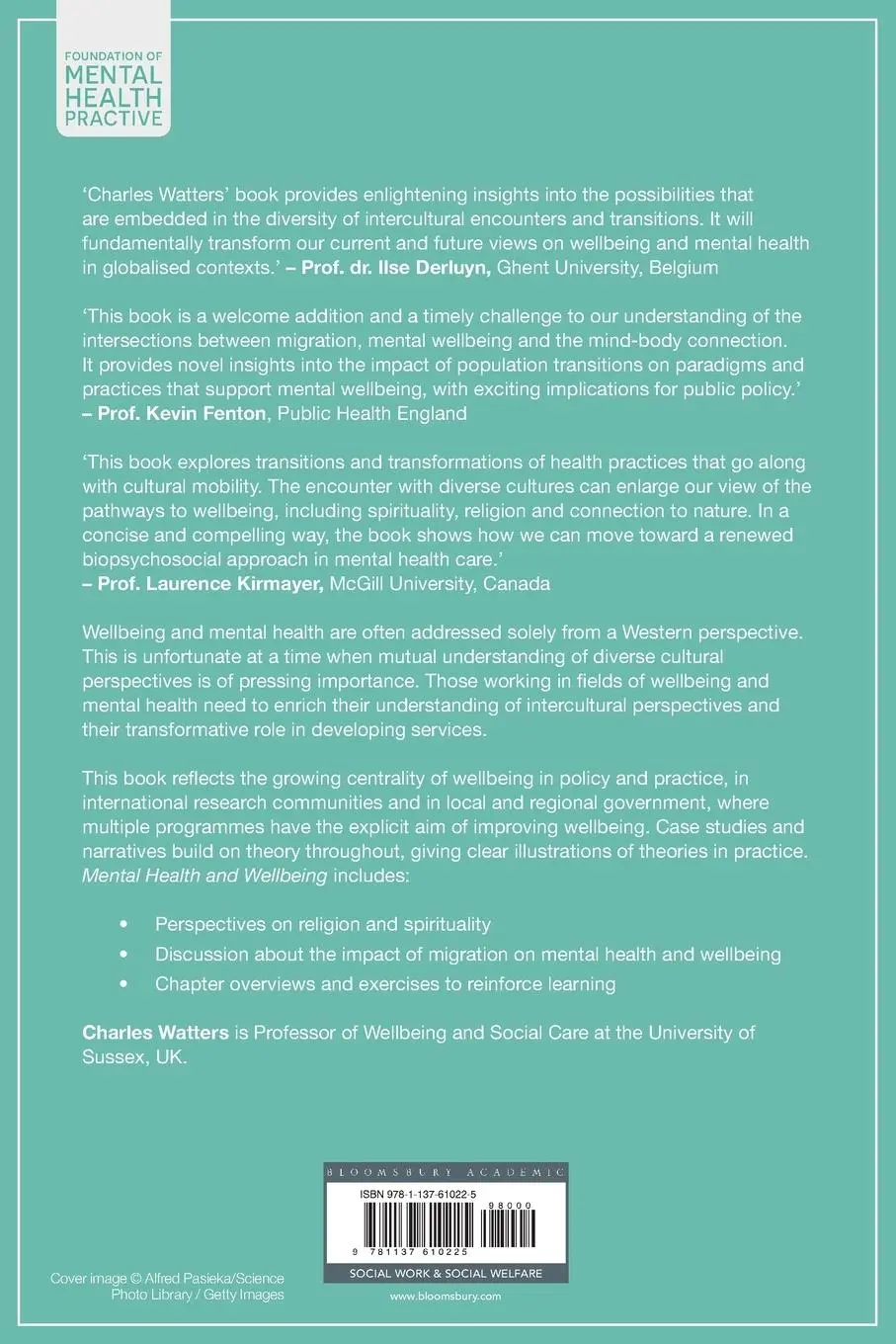 Rückseite: 9781137610225 | Mental Health and Wellbeing | Intercultural Perspectives | Watters
