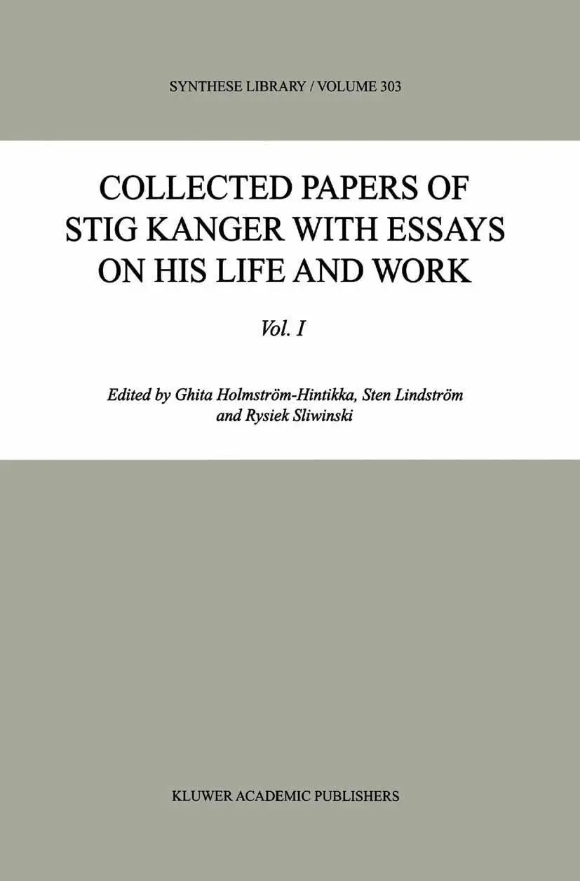 Cover: 9781402000225 | Collected Papers of Stig Kanger with Essays on his Life and Work | xiv