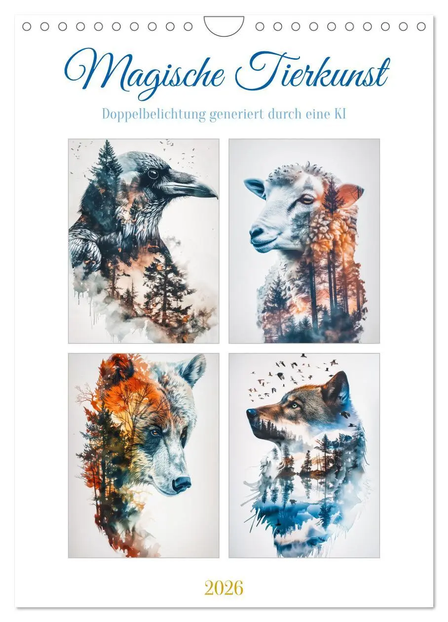 Cover: 9783457280225 | Magische Tierkunst (Wandkalender 2026 DIN A4 hoch), CALVENDO...