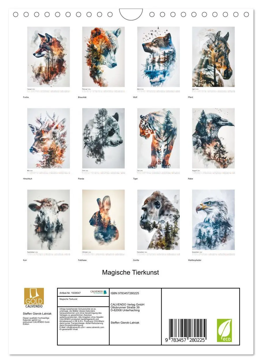Bild: 9783457280225 | Magische Tierkunst (Wandkalender 2026 DIN A4 hoch), CALVENDO...