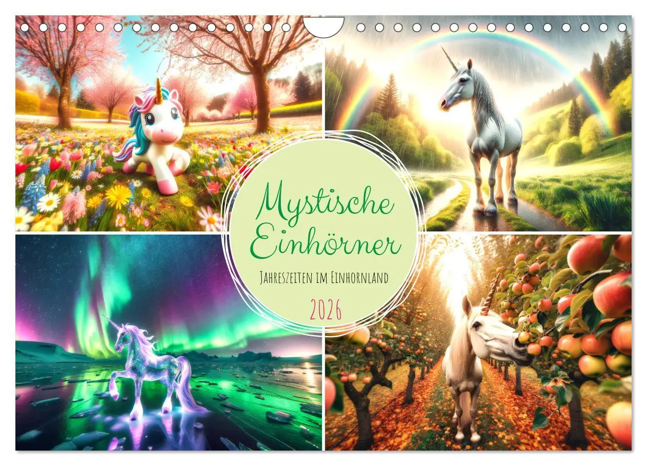 Cover: 9783457350225 | Mystische Einhörner - Jahreszeiten im Einhornland (Wandkalender...