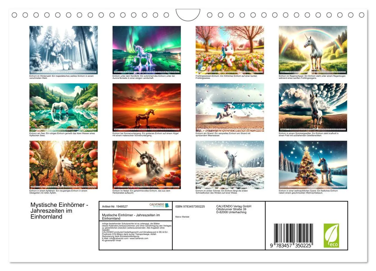 Bild: 9783457350225 | Mystische Einhörner - Jahreszeiten im Einhornland (Wandkalender...