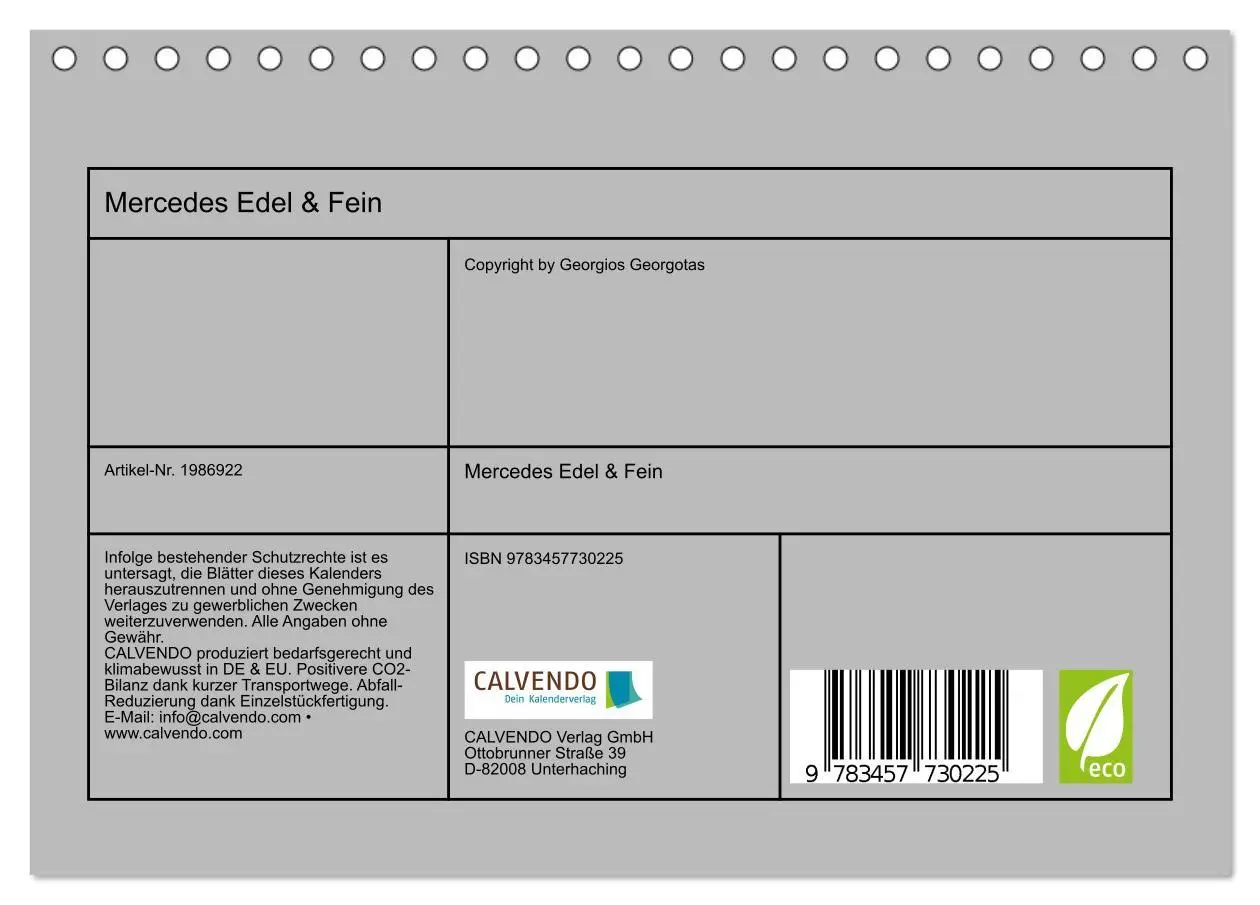 Bild: 9783457730225 | Mercedes Edel &amp; Fein (Tischkalender 2026 DIN A5 quer), CALVENDO...
