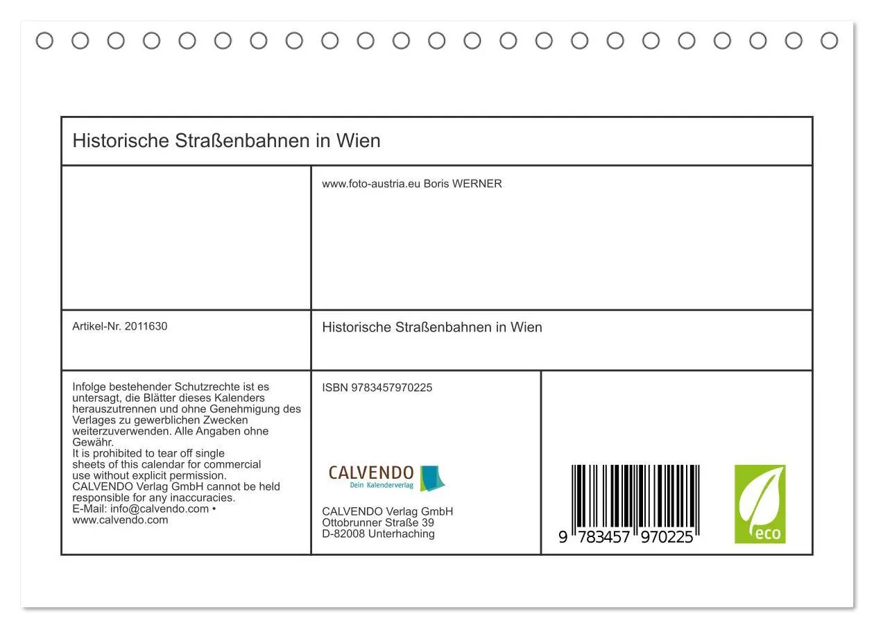 Bild: 9783457970225 | Historische Straßenbahnen in Wien (Tischkalender 2026 DIN A5 quer),...