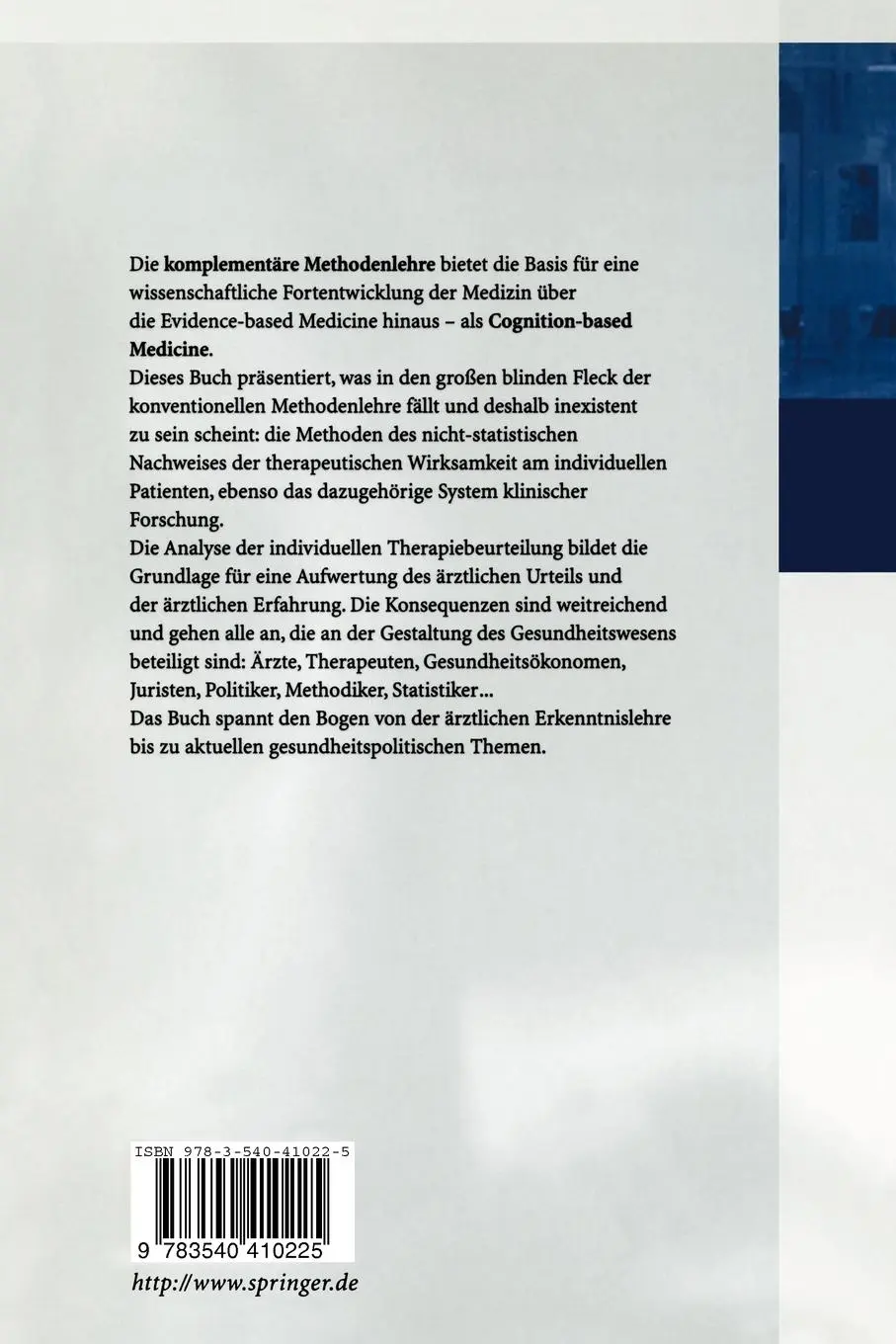 Rückseite: 9783540410225 | Komplementäre Methodenlehre der klinischen Forschung | Helmut Kiene