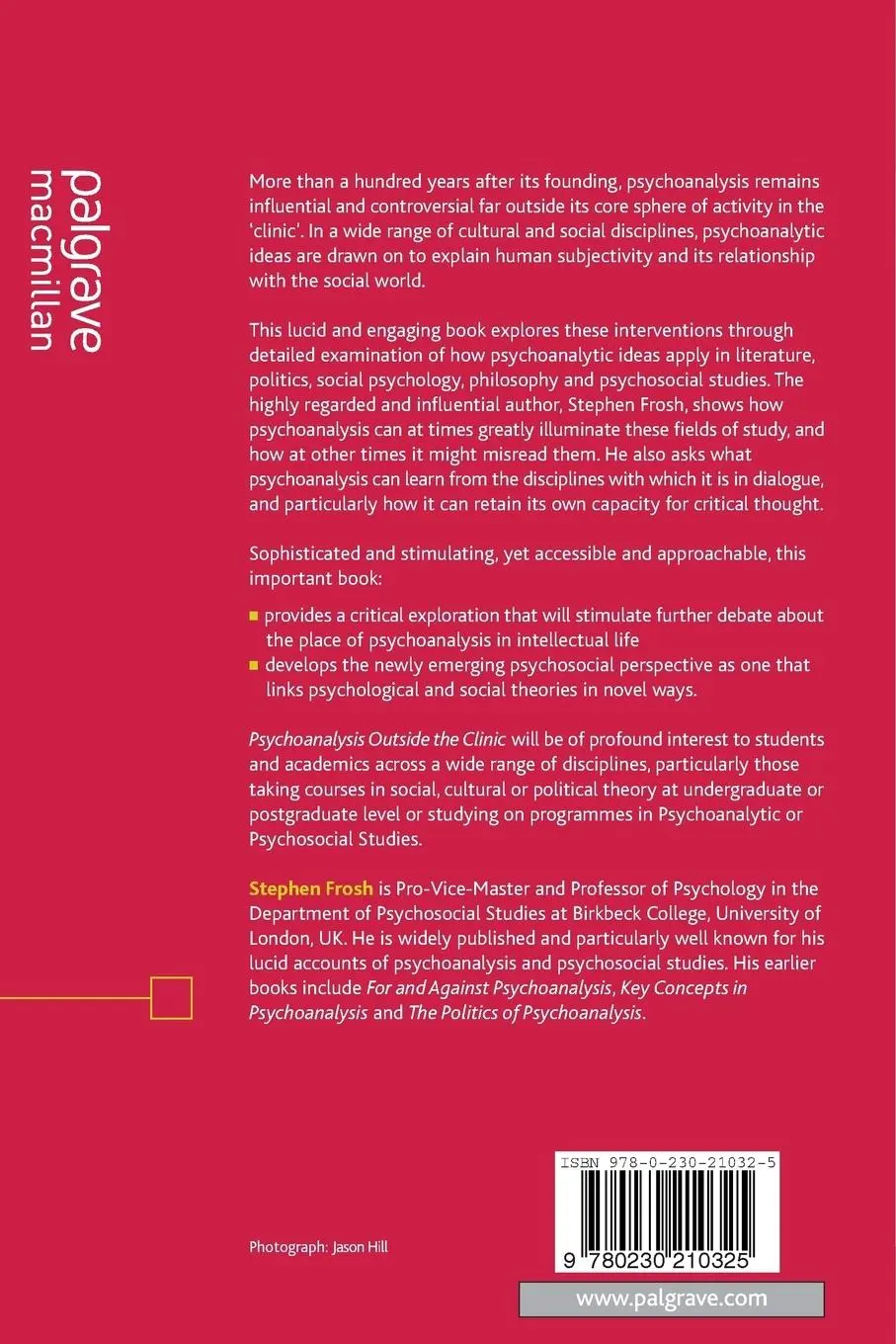 Rückseite: 9780230210325 | Psychoanalysis Outside the Clinic | Stephen Frosh | Taschenbuch | 2010