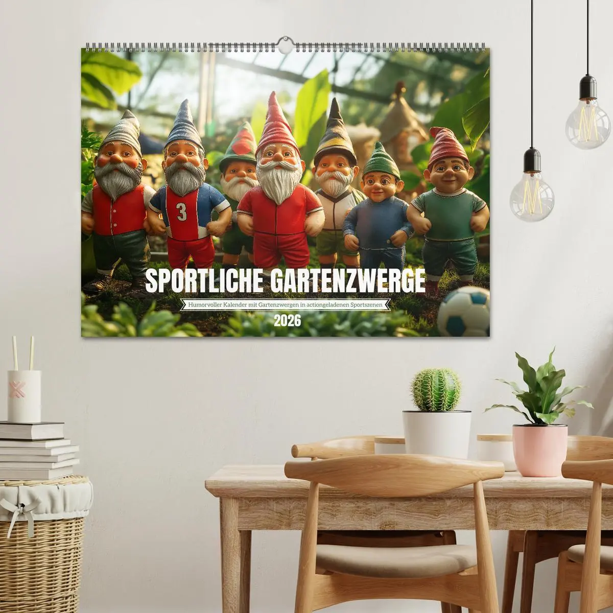 Bild: 9783457340325 | Sportliche Gartenzwerge (Wandkalender 2026 DIN A2 quer), CALVENDO...