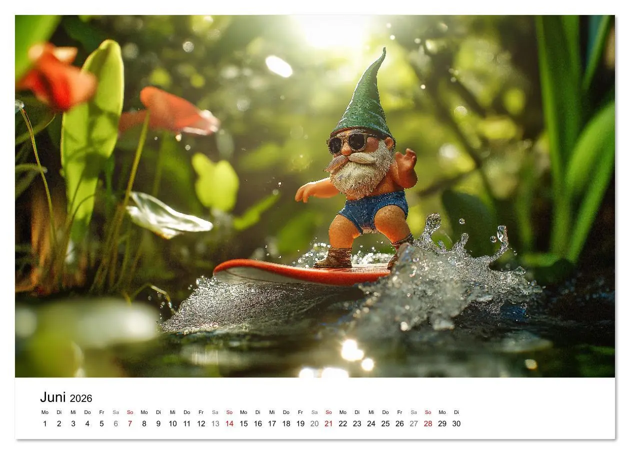 Bild: 9783457340325 | Sportliche Gartenzwerge (Wandkalender 2026 DIN A2 quer), CALVENDO...