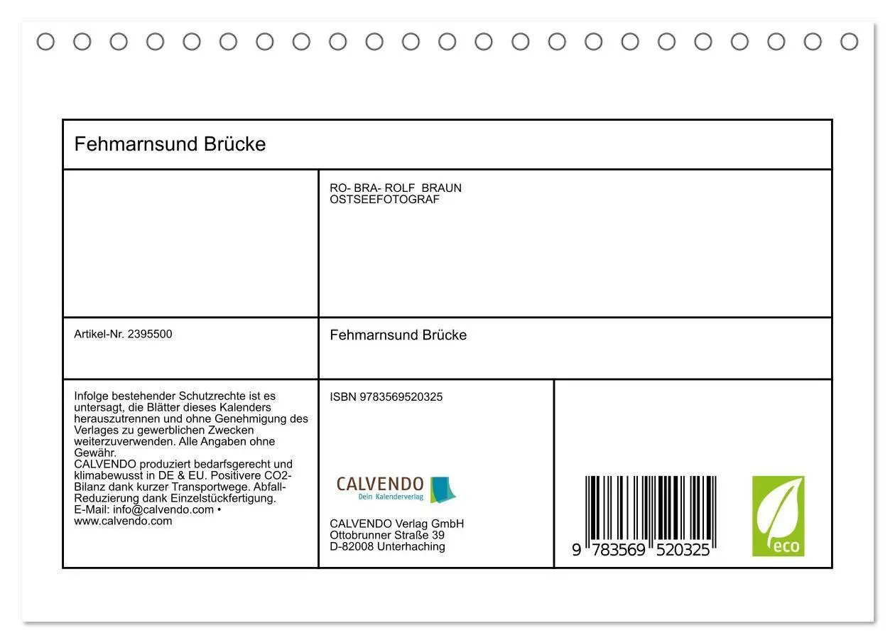 Bild: 9783569520325 | Fehmarnsund Brücke (Tischkalender 2027 DIN A5 quer), CALVENDO...