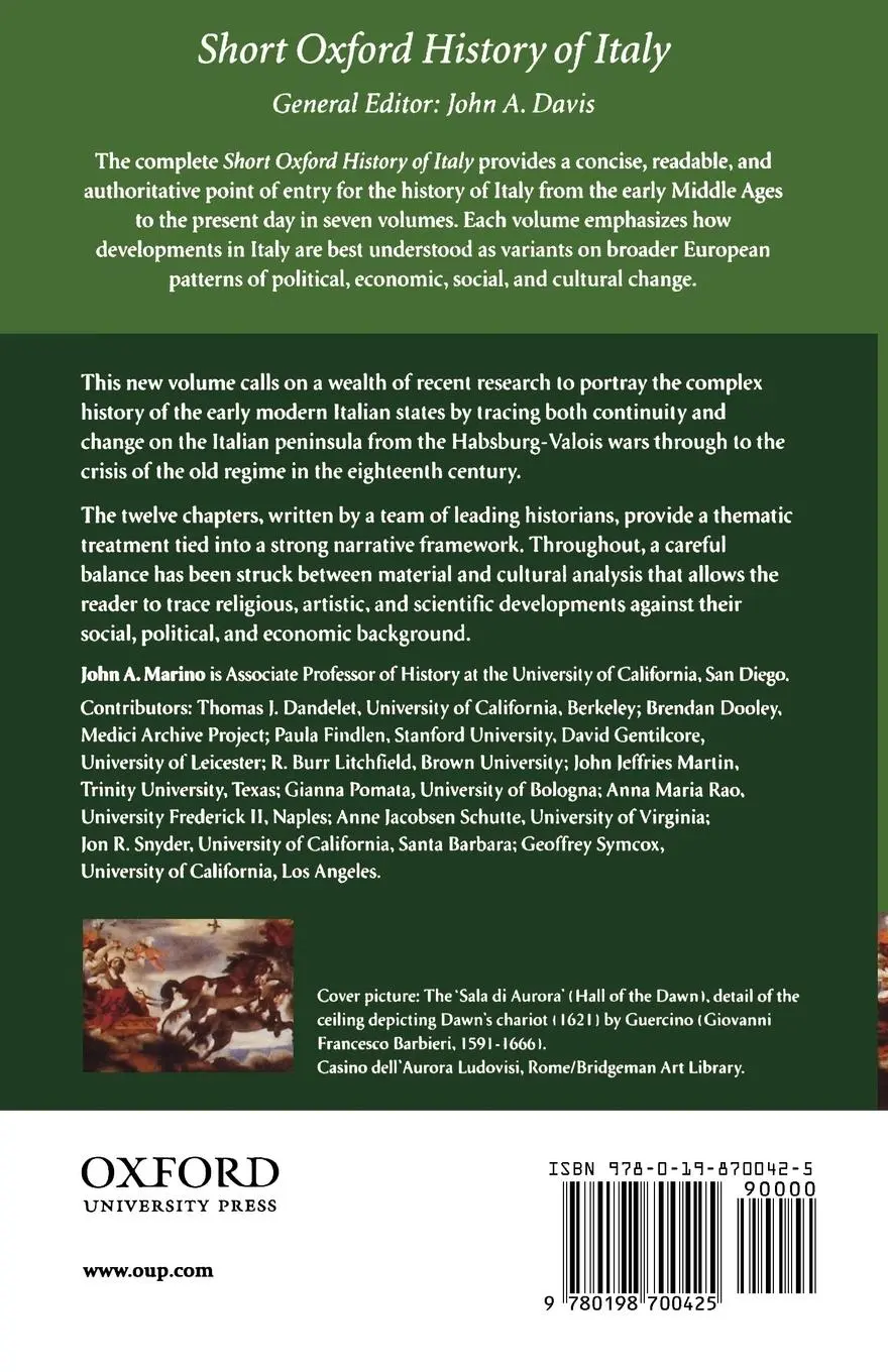 Rückseite: 9780198700425 | Early Modern Italy | 1550-1796 | John A. Marino | Taschenbuch | 2002