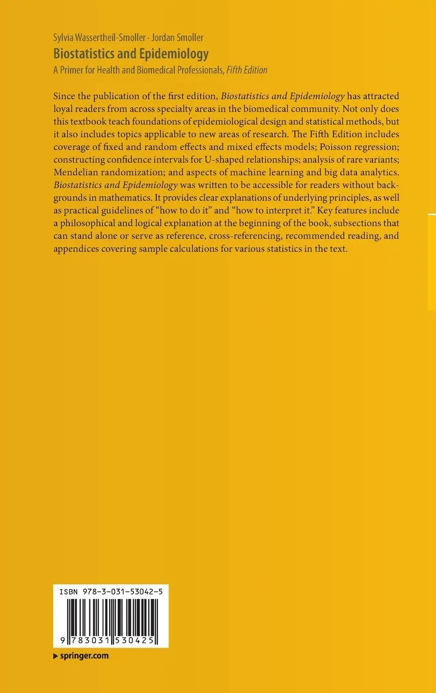 Rückseite: 9783031530425 | Biostatistics and Epidemiology | Jordan Smoller (u. a.) | Buch | xix