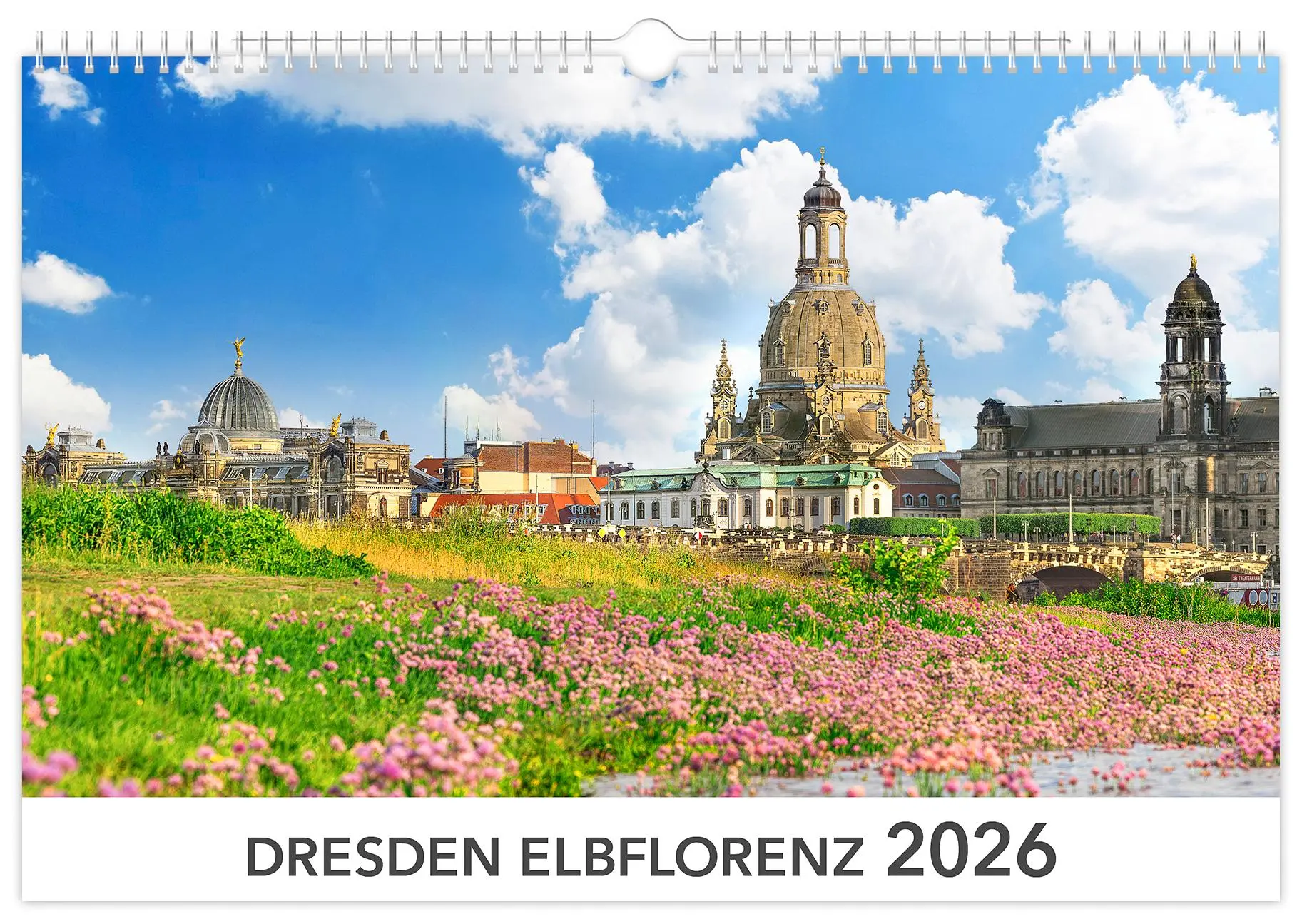 Cover: 9783910680425 | Kalender Dresden Elbflorenz 2026 | 45 x 30 cm weißes Kalendarium