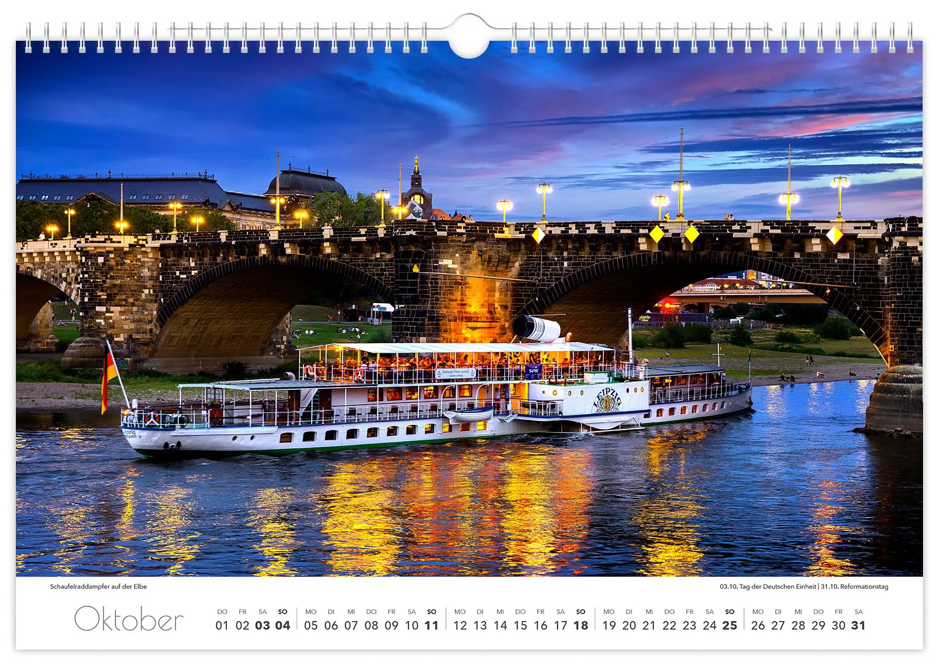 Bild: 9783910680425 | Kalender Dresden Elbflorenz 2026 | 45 x 30 cm weißes Kalendarium