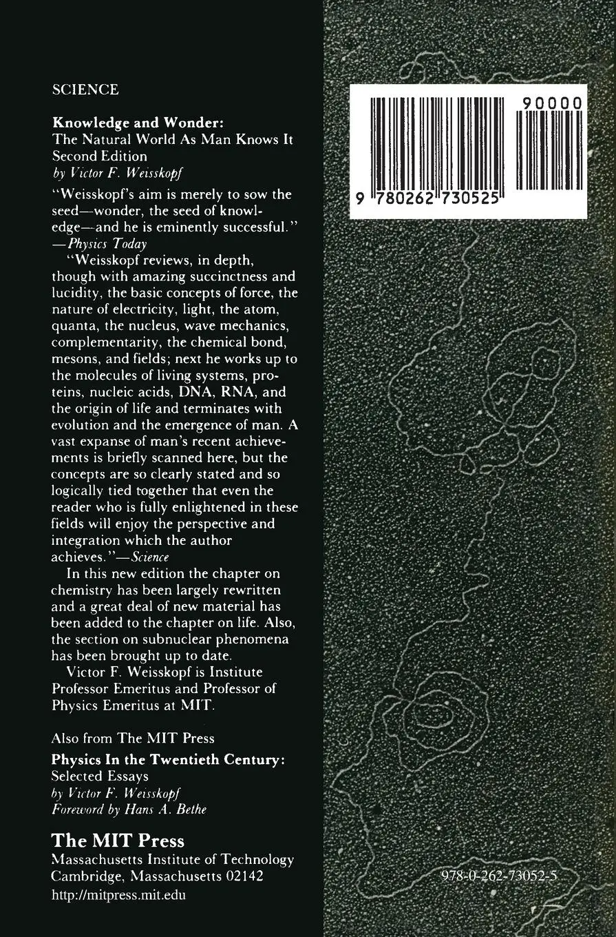 Rückseite: 9780262730525 | Knowledge and Wonder, second edition | Victor F. Weisskopf | Buch