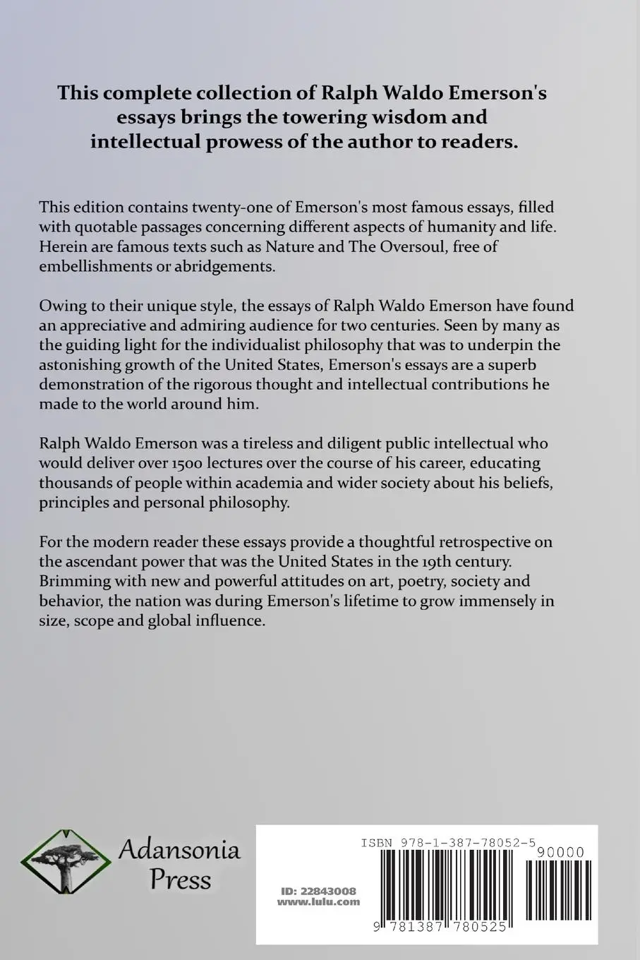 Rückseite: 9781387780525 | Emerson's Essays | Ralph Waldo Emerson | Taschenbuch | Paperback