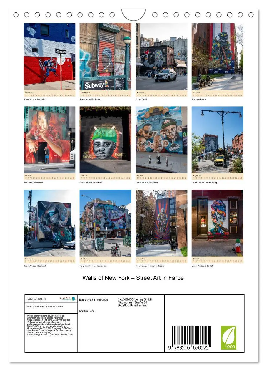 Bild: 9783516650525 | Walls of New York - Street Art in Farbe (Wandkalender 2026 DIN A4...