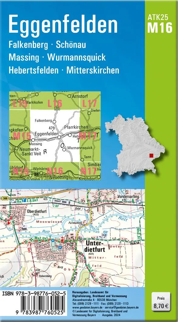 Rückseite: 9783987760525 | ATK25-M16 Eggenfelden (Amtliche Topographische Karte 1:25000) | 2024